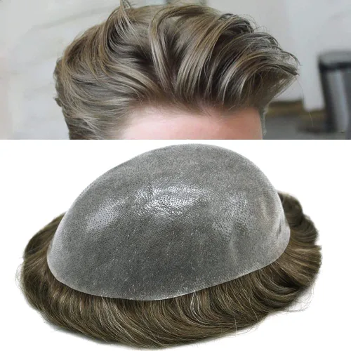 Miniatura 11 de Toupee para hombres PAPY Mens Toupee Europea Remy Cabello Humano 0.12MM PU Sistemas de Cabello Para Hombres Durable Sistema de Reemplazo de Cabello