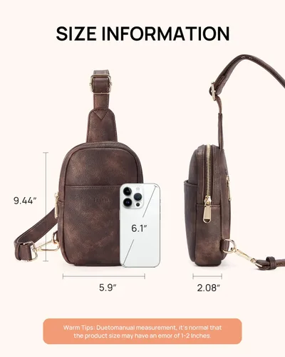 Miniatura 160 de Telena Riñonera pequeña para mujer, de cuero, cangureras, bolsa de pecho para mujer