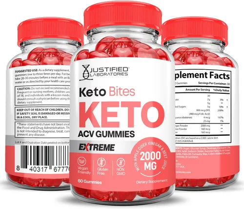 Miniatura 6 de Keto Bites Keto ACV Gummies Fórmula Extrema 2000 mg Vegano Sin OGM con Jugo de Granada Raíz de Remolacha B12 60 Gummys