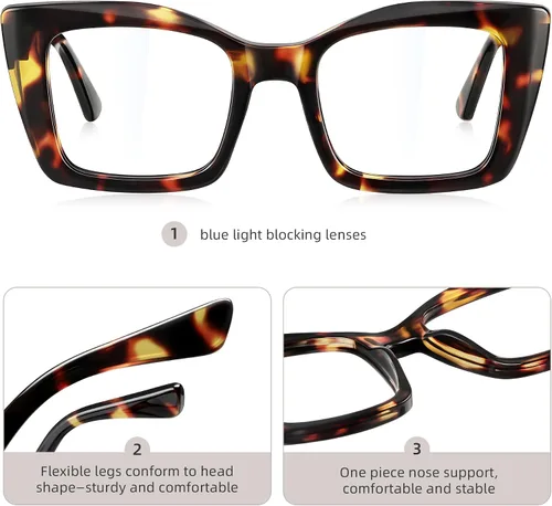 Miniatura 3 de 3 Pack Reading Glasses for Women Oversized Square Reading Glasses Blue Light Blocking Spring Hinge Readers