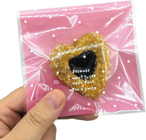 Miniatura 2 de 100 bolsas adhesivas rosas para golosinas, pequeñas bolsas de celofán para dulces, panadería, fiestas y recuerdos de boda (3.94 x 3.94 pulgadas)