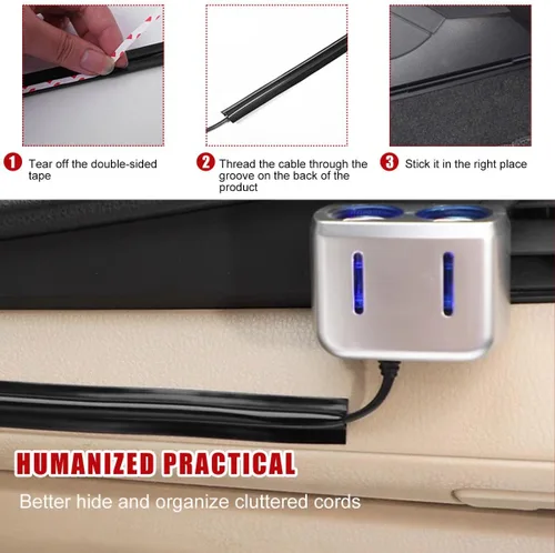 Miniatura 5 de Ohleats 8 fundas de alambre ocultas para automóvil, funda protectora oculta para cable autoadhesivo, funda organizadora de cable de alambre dividido