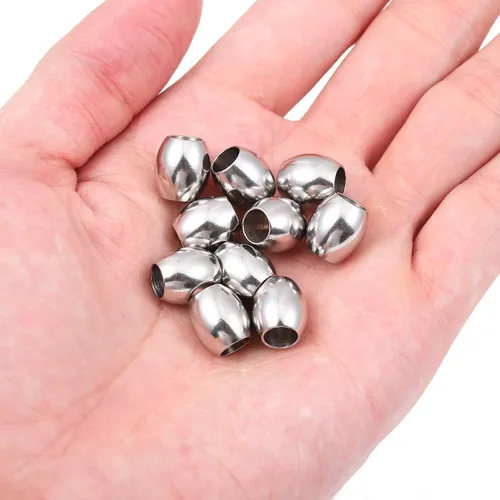 Miniatura 5 de BEADIA Cuentas espaciadoras de acero inoxidable de 0.394 x 0.433 in ovaladas sueltas para hacer joyas de bricolaje, 10 unidades con agujero de 0.236