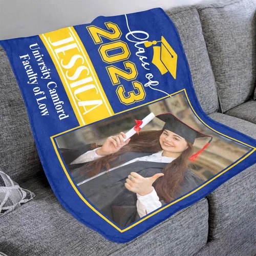 Miniatura 4 de YESCUSTOM Manta de graduado personalizada con collage de fotos, manta de fotos personalizada para graduados de clase de 2023, manta personalizada