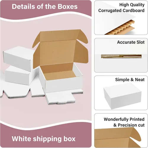 Miniatura 3 de BoShahai Paquete de 30 cajas de envío de cartón corrugado blanco de 9 x 6 x 4 pulgadas, cajas de envío, cajas de embalaje reciclables para regalos