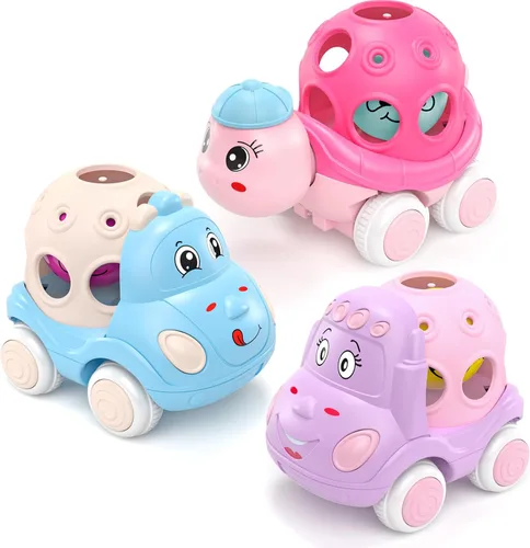 BeAndge Juguetes para bebés, regalos para niñas de 1 a 2 años, autos rosados para bebés de 6 a 12 años, 12 a 18 meses, camiones para niños pequeños,