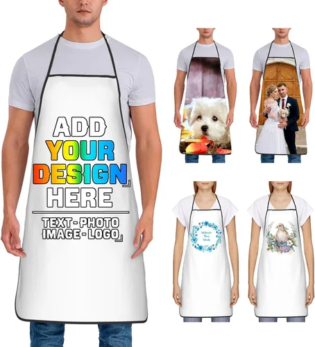 Miniatura 45 de Delantal personalizado para mujer, personalizado para añadir tu propio nombre, texto, logotipo, foto, chef, delantal de cocina para barbacoa