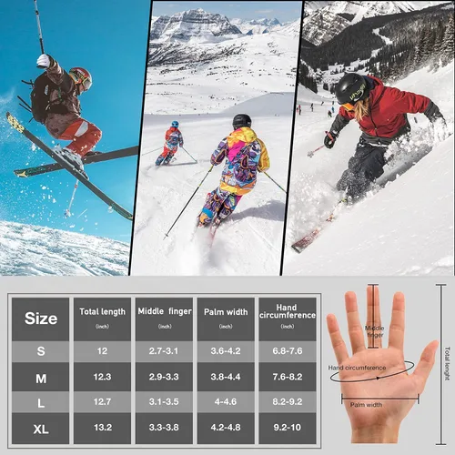 Miniatura 6 de JEKOSEN Guantes de esquí 2023 para clima frío para mantener el calor, guantes de nieve impermeables para pantalla táctil, guantes de snowboard