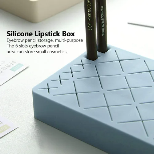 Miniatura 2 de Silicone Lipstick Organizer, 24 Slots Makeup Cosmetics Holder, Storage Box Display Stand For Dressing Table, Countertop Desk, Soft Non Slip