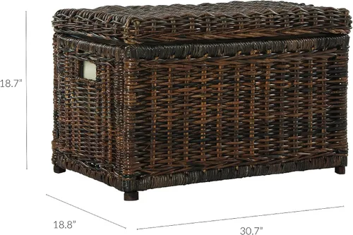Miniatura 5 de happimess HPM9002A Elijah - Baúl de almacenamiento de mimbre de 30 pulgadas, plegable para almacenamiento plano, ratán-Sarang Buaya, costero