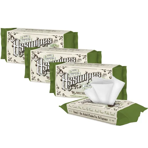 Miniatura 8 de Asswipes Toallitas desechables para adultos (paquete de 2, 90 toallitas) Toallitas de limpieza personal para el cuerpo, baño y glúteos para hombres
