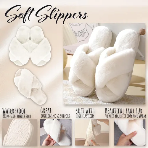 Miniatura 7 de Custom Fluffy Slippers for Women - Sizes XS - XL (US 4-12) - Personalized Bridesmaid Slippers - Custom Gift for Her