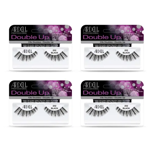 Miniatura 9 de Ardell Pestañas postizas Double Up 208, color negro, volumen dramático, tira completa, pestañas acampanadas y gruesas para un aspecto atrevido