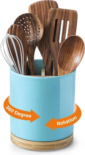 Miniatura 24 de LoeJan Soporte para Utensilios de 3 Compartimentos, Recipiente para Utensilios Extra Grande, Organizador de Utensilios de Cerámica Estable, Juego