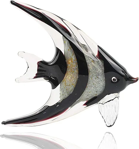Hophen Art - Figura de cristal de golondrina de ángel tropical soplada hecha a mano, escultura de animales marinos, decoración del hogar, estatua