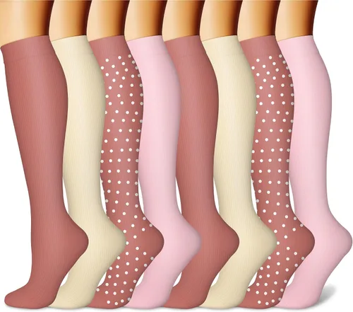 Miniatura 31 de CHARMKING Calcetines de compresión para mujeres y hombres para circulación (8 pares) 15-20 mmHg, mejor soporte para ciclismo atlético