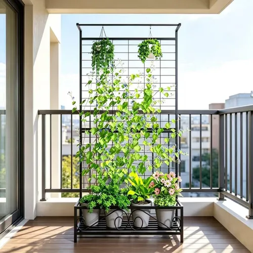 Miniatura 2 de Zhongma Macetero de metal con enrejado elevado con enrejado para plantas trepadoras de vid y flores (12.8 x 35.43 x 74 pulgadas), pantalla