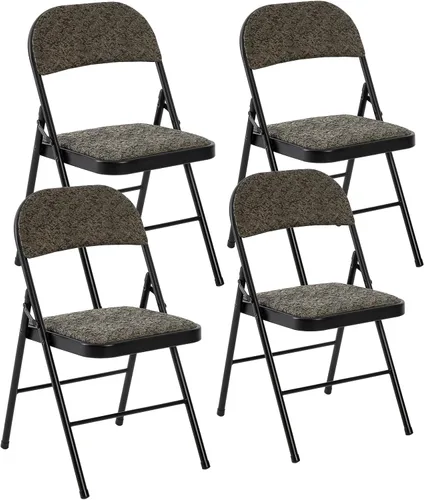 Miniatura 39 de DUMOS Paquete de 12 sillas plegables acolchadas de cuero, asiento comercial apilable portátil para interiores y exteriores con marco de acero, Caqui