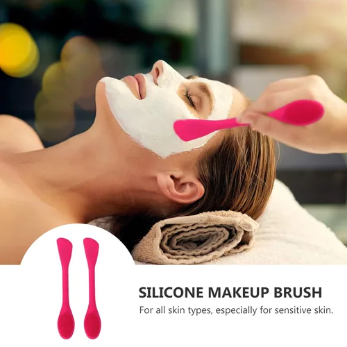 Miniatura 3 de Minkissy Cepillo masajeador limpiador facial de silicona, 2 piezas, con espátula facial de doble cara para limpieza exfoliante