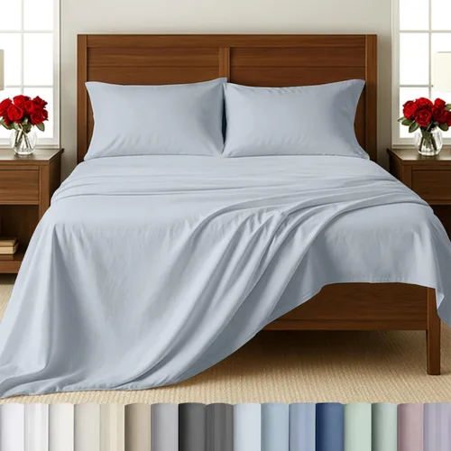 Miniatura 25 de California Design Den Sábanas de cama tamaño individual, sábanas suaves de 100% algodón con bolsillos profundos elásticos, 500 hilos satinados, 13