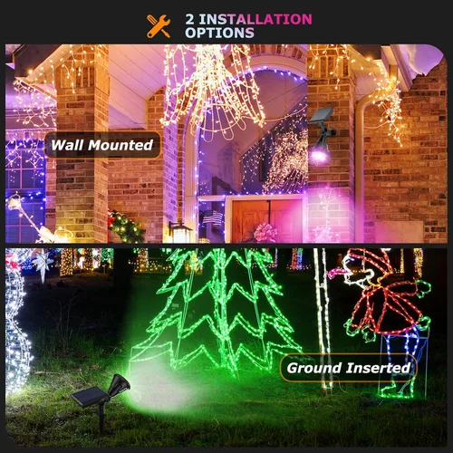 Miniatura 5 de Focos Solares Al Aire Libre Cambio De Color, Luces De Mástil De Bandera Ajustables 180°, Luces De Jardín Solares Impermeables IP67, Luces De Pared