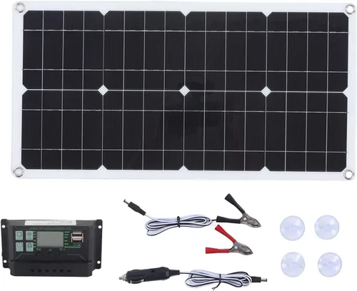 Miniatura 5 de Diydeg Kit de panel solar, módulo fotovoltaico totalmente monocristalino de 250 W, kit de inicio de panel solar con controlador PWM de 10 A, 12 V