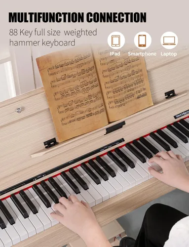 Miniatura 2 de Uiscom Piano digital, peso de 88 teclas, eléctrico, de escritorio a tocador de madera, teclado progresivo, acción de martillo, perfecto