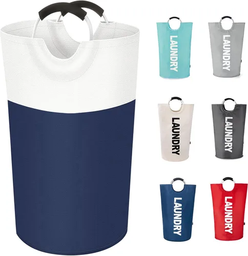 Miniatura 29 de Twira Cesta de lavandería grande de 90 litros, cesta de lavandería que se mantiene bien, bolsa de lavandería con asas acolchadas, contenedor de ropa