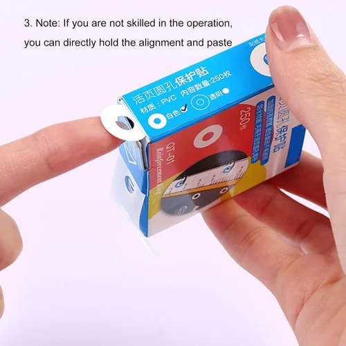 Miniatura 4 de 250 calcomanías de refuerzo perforadas impermeables de PVC de producción de bricolaje, calcomanías de reparación protectoras, calcomanías