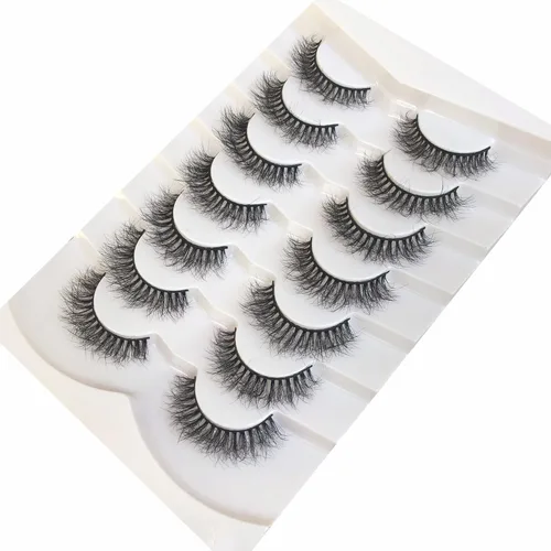 Miniatura 618 de Pooplunch - Pestañas postizas finas de visón sintético, estilo ojo de gato, naturales, cruzadas, tipo racimo, efecto 8D de volumen, tiras
