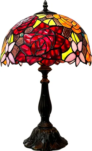 Miniatura 14 de KY&BOSAM Lámpara de Mesa Celta Irlandesa Tiffany Estilo Trébol Lámpara de Escritorio Luz Nocturna de Vidrio Emplomado 14 Pulgadas de Alto 8 Pulgadas