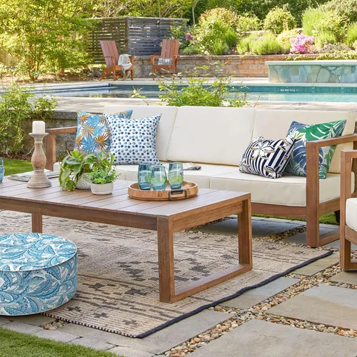 Miniatura 438 de Juego de 2 almohadas para exteriores de 16 x 16 pulgadas, repelentes al agua con interiores, para muebles de patio, hogar, jardín, geometría bohemia