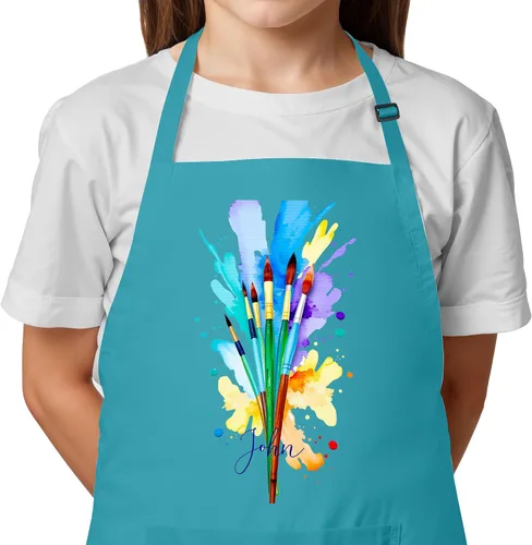 Delantal con nombre personalizado para pintar y manualidades, delantal personalizado, regalo de calcetín de Navidad para niños y niñas Agua