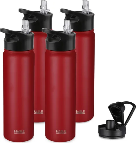 Miniatura 50 de HASLE OUTFITTERS Botella de agua aislada de 22 onzas, botella de agua de acero inoxidable de doble pared, boca ancha con tapa de popote y tapa