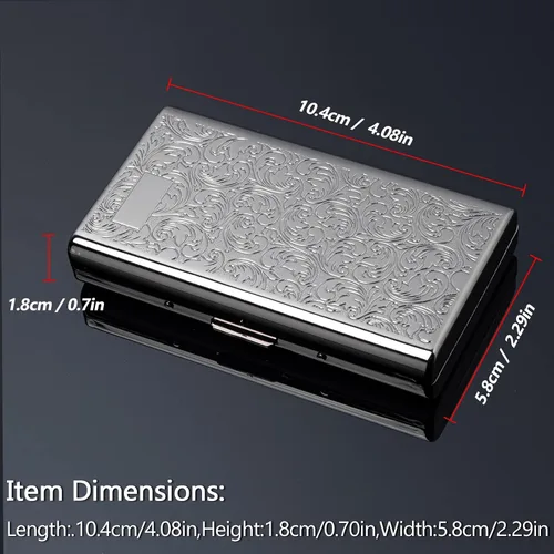 Miniatura 2 de Goshentech Estuche vintage, capacidad de 14, metal plateado metálico negro brillante, doble cara, caja de tarjeta bancaria, caja de efectivo