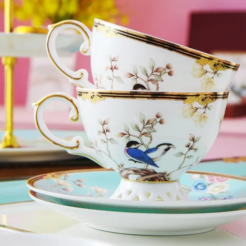 Miniatura 3 de ACMLIFE Juego de taza de té y platillo de porcelana de hueso – Juego de taza de café y platillo de té de porcelana de hueso, juego de taza de té