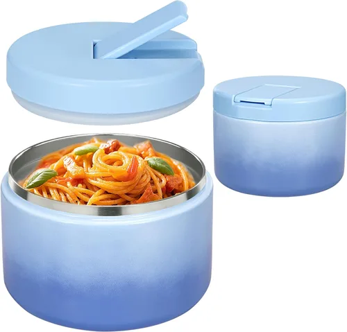 Miniatura 15 de Pawtong Tarro de comida aislado al vacío de 12 onzas con tapa de hebilla, termo de sopa de boca ancha para comida caliente para niños, contenedor