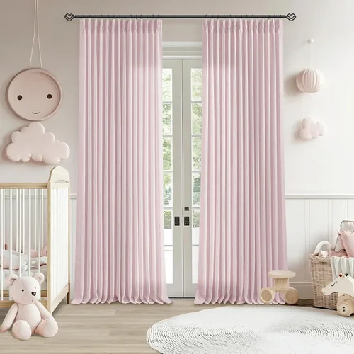 Miniatura 44 de Cortinas de lino natural con pliegues fruncidos de 120 pulgadas de largo para sala de estar, cortinas plisadas con ganchos y lengüeta trasera