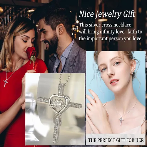 Miniatura 2 de Collar de cruz de moissanita para mujer, cadena flotante con colgante de crucifijo de diamante de laboratorio para hombres, joyería de cruz