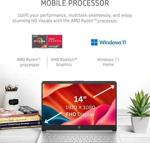 Miniatura 2 de HP Laptop 14 para productividad y entretenimiento, pantalla FHD de 14 pulgadas, 16 GB de RAM, SSD de 1 TB, procesador AMD Ryzen 3 de hasta 3.5 GHz