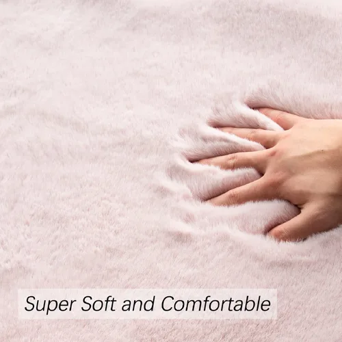 Miniatura 4 de ORINOVA Alfombra Pequeña Rosa Difusa de Piel Sintética de Conejo Peluda Alfombra Corredor Lavable Mullida 2x6 Alfombras Mullidas para Dormitorio