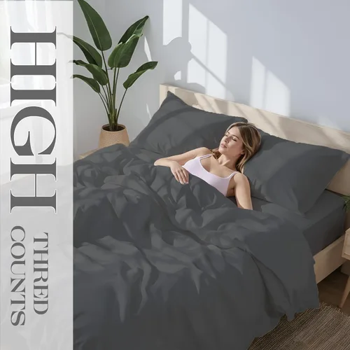 Miniatura 29 de Bluemoon Homes Sábanas de Algodón Egipcio Twin - Juego de Sábanas de 4 Piezas, Juego de Ropa de Cama de 1000 Hilos, Suave y Lujoso Juego de Sábanas