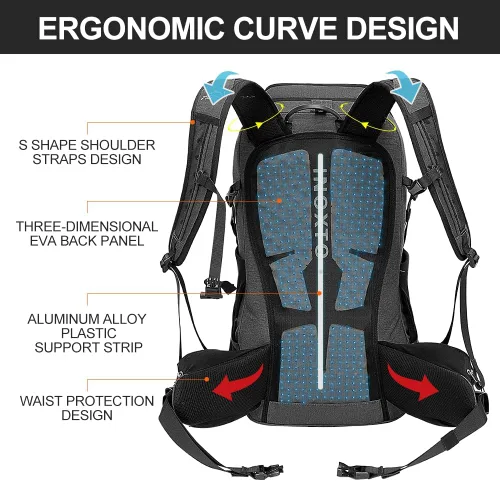 Miniatura 4 de INOXTO - Mochila de senderismo de 35 litros con cámara de 3 litros, mochila de campamento con cubierta impermeable para lluvia para hombres, mochila