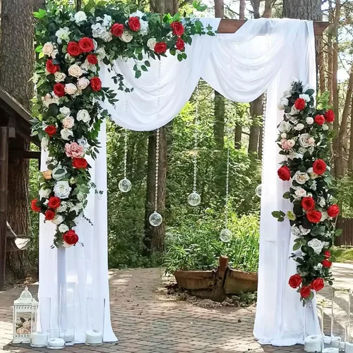 Miniatura 16 de 1 panel de 20 pies para arco de boda, tela transparente azul bebé para drapear, cortinas de gasa para arcos de boda, cortinas azul claro, cortinas