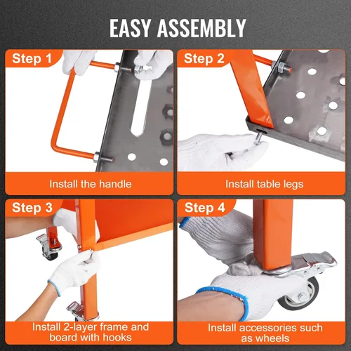 Miniatura 6 de VEVOR Mesa de soldadura de 36 x 18 pulgadas, capacidad de carga de 1200 libras, mesa de trabajo de soldadura de acero con ruedas, banco de trabajo