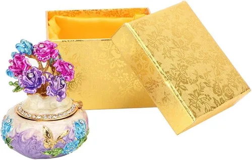 Miniatura 2 de Jarrón de pintura esmaltada de metal, cajas de joyería y organizadores, cajas de joyería, organizador de joyas, caja de baratijas, regalo