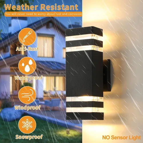 Miniatura 3 de tewei Paquete de 4 Luces de Pared para Exteriores, Luminaria Exterior Moderna de Montaje en Pared Negra, Luces Exteriores para Casa, Aluminio Negro