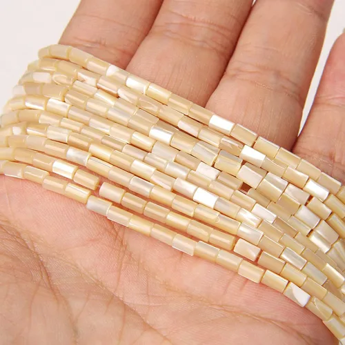 Miniatura 8 de Los granos naturales del espaciador del tubo del grano de Shell de agua dulce teñidos madre de perlas flojas para la fabricación de la joyería, 1