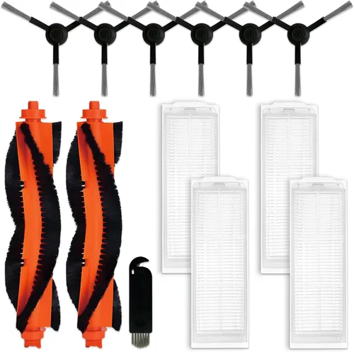 Piezas de repuesto compatibles con WYZE Robot Aspirador WVCR200S, 2 cepillos principales, 4 filtros Hepa, 6 cepillos laterales Paquete de repuesto