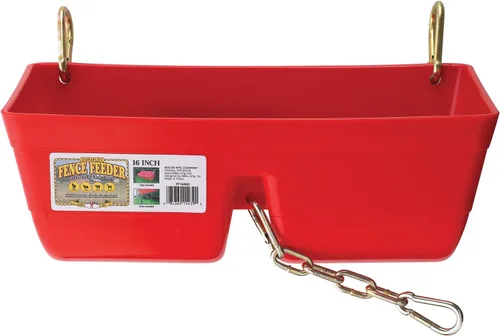 Miniatura 7 de Alimentador de valla de plástico Little Giant® Alimentador para cerdos con clip Cubo de alimentación montable 4.5 cuartos de galón Rojo